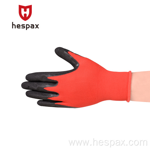 Hespax Sandy Nitrile Double Dipped Construction Safe Gloves